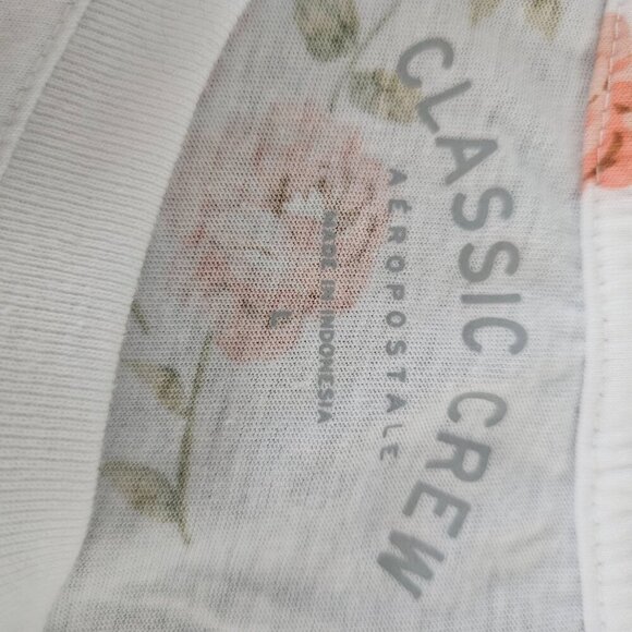 Aeropostale Classic Short Sleeve Peach Floral Large Graphic Shirt - Picture 5 of 8